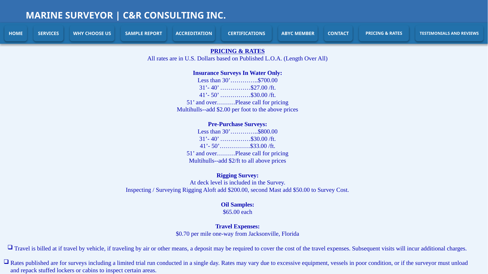 Marine Survey Pricing & Rates | C&R Consulting Inc.