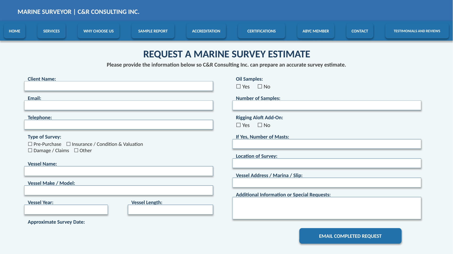 Request a Marine Survey Estimate | C&R Consulting Inc.